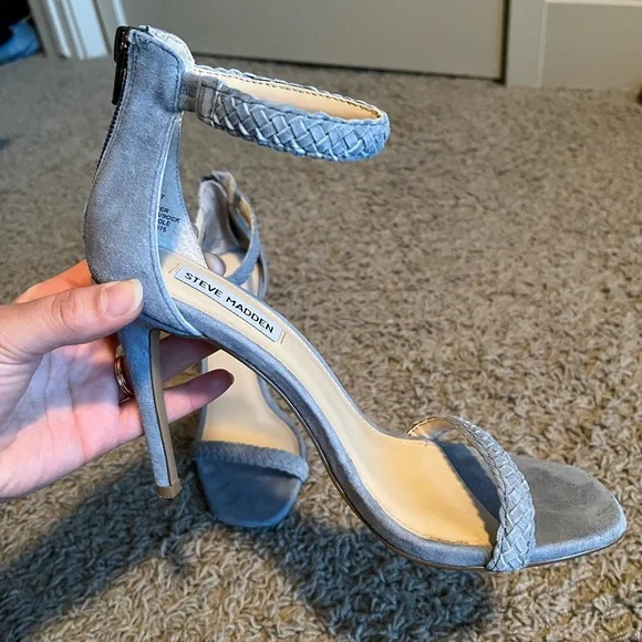 Steve Madden Blue Suede Braided Strap Heels – Ankle Strap Sandals - Picture 3 of 9